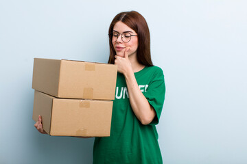young adult pretty woman. donation and volunteer concept