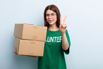 young adult pretty woman. donation and volunteer concept