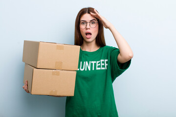 young adult pretty woman. donation and volunteer concept