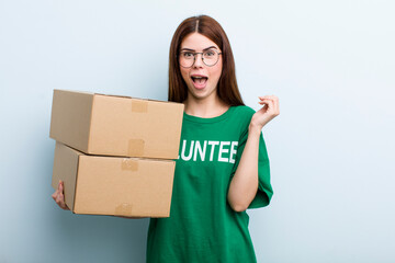 young adult pretty woman. donation and volunteer concept