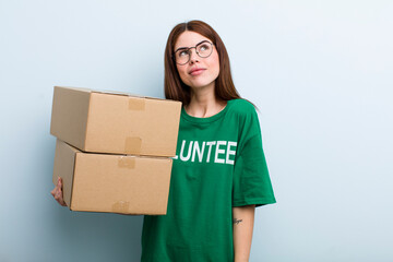 young adult pretty woman. donation and volunteer concept