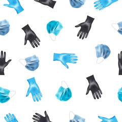 Medical gloves and surgical face mask seamless pattern