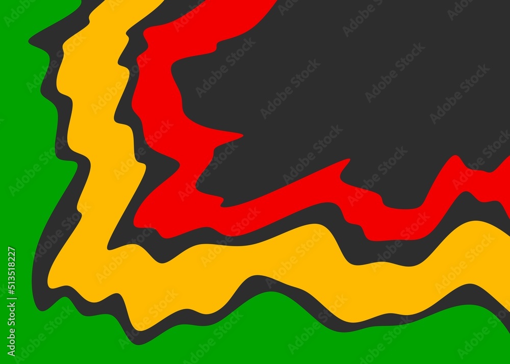 Poster abstract background with colorful wavy line pattern and with some copy space area and with jamaican 