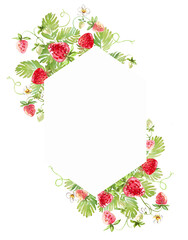 Strawberry frame. Watercolor clipart