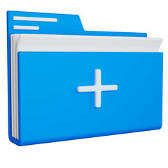 Obraz premium blue add folder isolated 3d render illustration
