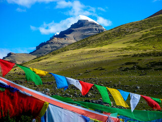 Summit of mount Kailash, holy mountain in Western Tibet
