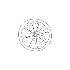 Outline image of a lemon slice for coloring.