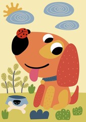 cute little dog with ladybug