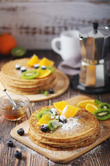 Crepes or bliny with fruit
