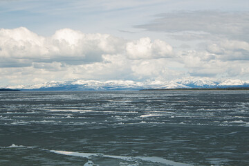 Frozen Lake with Mountains 