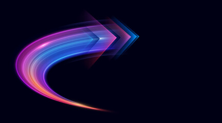 Modern abstract arrows moving at high speed. Colourful dynamic motion. Technology movement pattern for banner or poster design. Vector EPS10.