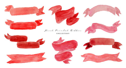 cute red ribbon watercolor collection
