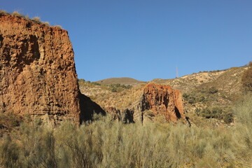 Cliff in nature under blue sky
