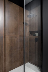 Modern shower with rust style tiles