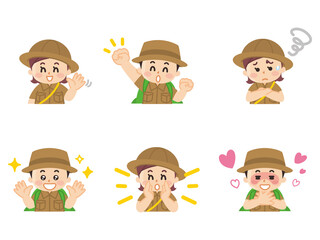 探検隊の子供　ジェスチャー　ボーイスカウト　冒険　アウトドア