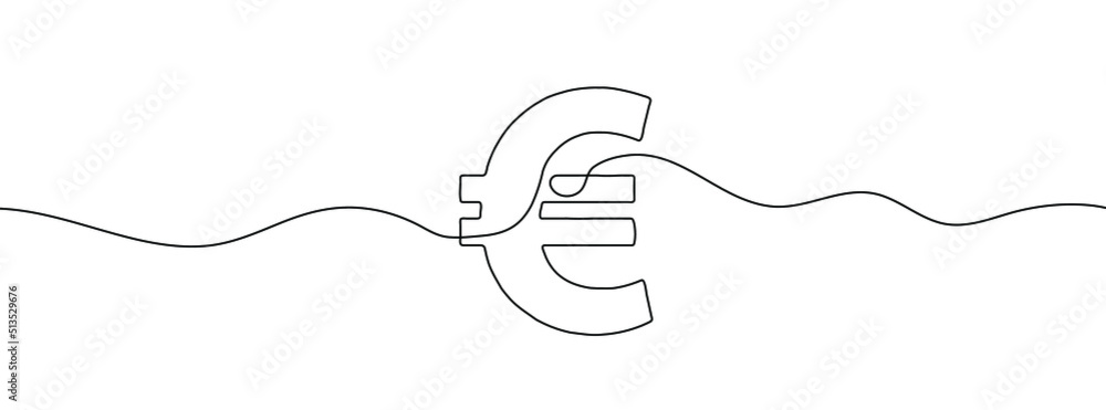 Canvas Prints single continuous line drawing of a euro currency. one continuous line of a euro currency sign. vect