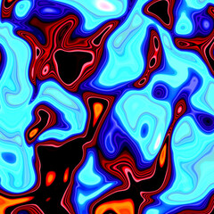 Blue cells, plasma, abstract pattern with flowers