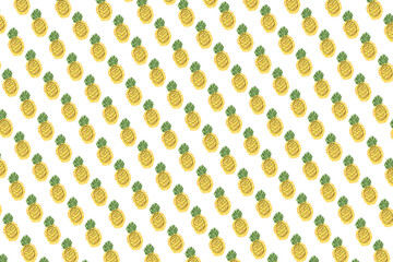 Hand Drawn Sketch Pineapple Fruit Isolated Seamless Pattern for Wrapping Print