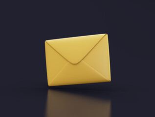 Simple close paper letter 3d render illustration. Isolated object on background
