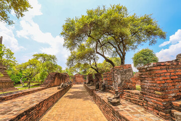 Ayutthaya,Thailand on July 8,2020:The ruins of Wat Phra Ram in Ayutthaya Historical Park,a UNESCO World Heritage Site.