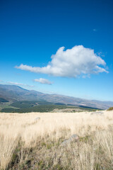 Cute clouds over the countryside in Avila. Blue sky