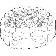 Desserts coloring book, vector illustration