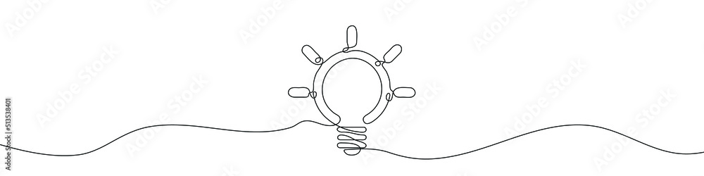 Poster linear background of light bulb. one continuous line drawing of a light bulb sign. vector illustrati