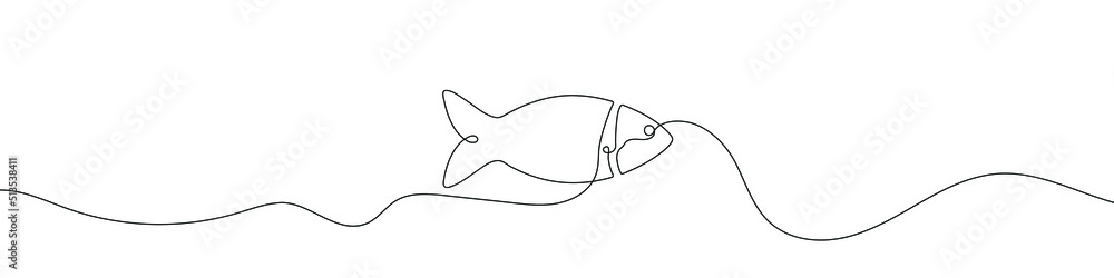 Canvas Prints fish line background. one continuous line drawing of fish. vector illustration. fish symbol