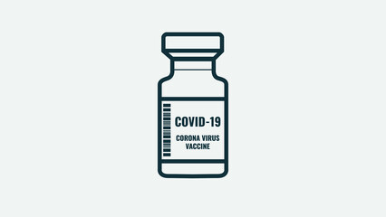 Medical vial for injection isolated on white background. The concept for Medicine, COVID-19 Vaccination. Vector Illustration.
