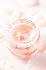 Fototapeta na wymiar Face cream moisturizer jar, moisturizing skin care lotion and lifting emulsion