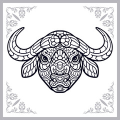 Buffalo head zentangle arts, isolated on white background