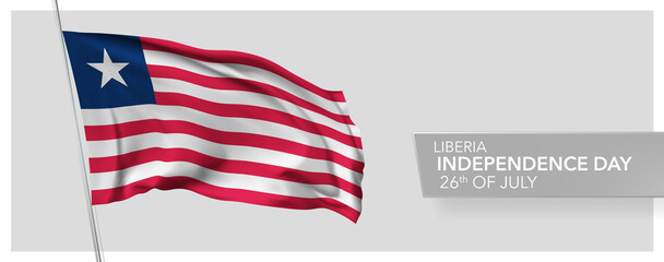 Liberia happy independence day greeting card, banner vector illustration