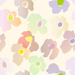 Seamless floral pattern with roses based on traditional folk art ornaments. Colorful flowers on white background. Doodle style. Vector illustration. Design for fabric, textile, paper