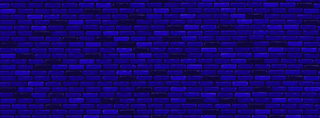 Seamless brick wall texture in dark violet shades. Loft style. Rectangular modern banner for wallpaper printing, advertisements, promotion, sales, as a template, etc.
