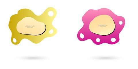 Fluid frame isolated on white background. Set of abstract liquid shapes, colorful elements, gradient waves with geometric lines, dynamical forms. Vector flat design for banner, flyer, business card