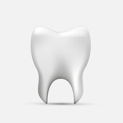 Realistic tooth design vector. White tooth design cartoon vector