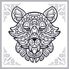 Wolf head zentangle arts, isolated on white background