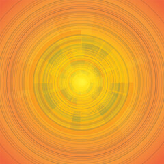 orange circle background and bright light reflected from the center of the circle , illustration