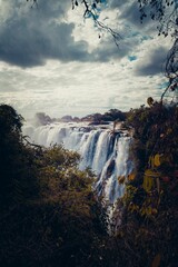 Scenic view of the Victoria waterfalls on the Zambezi River in southern Africa