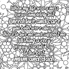 parents day quotes coloring page design. inspirational coloring pages design.