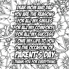 parents day quotes coloring page design. inspirational coloring pages design.