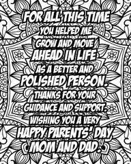 parents day quotes coloring page design. inspirational coloring pages design.