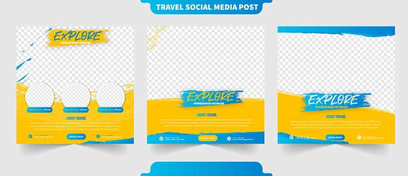 Outdoor explore adventure travel concept for instagram post and social media collection banner promotion template