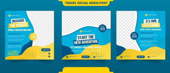 Traveling and holiday tour vacation for instant post or social media post banner ads promotion template
