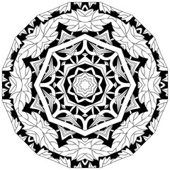 Fototapeta premium Hand drawn zentangle circular ornament for coloring page.