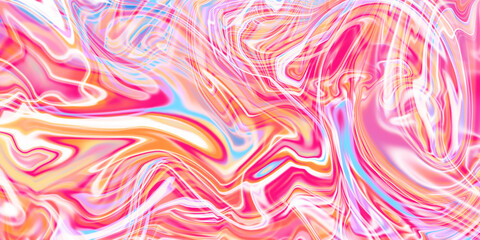 Seamless pattern with pink swirls. Abstract ink painting background, Mixture of acrylic paints. Bright multicolored marble texture. Beautiful stains of liquid nail lacquers. Fluid art. Glossy liquify