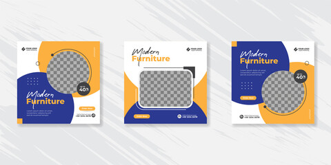 Minimalist furniture social media post templates design