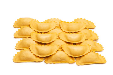 Raw ravioli as background. Healthy italian food.