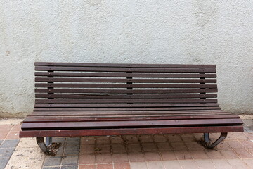 Bench in a city park on the Mediterranean coast