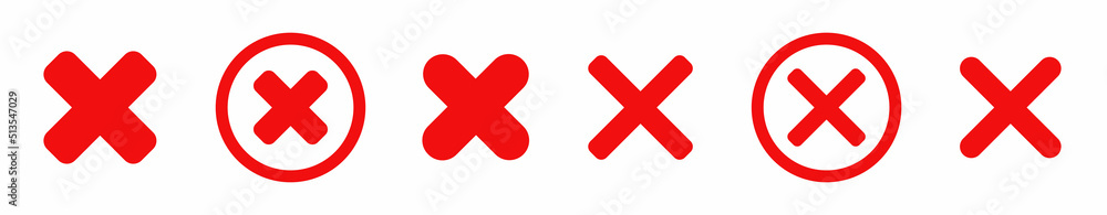 Poster red cross x vector icon. red wrong mark. no wrong symbol. delete sign. delete, vote sign. vector ill